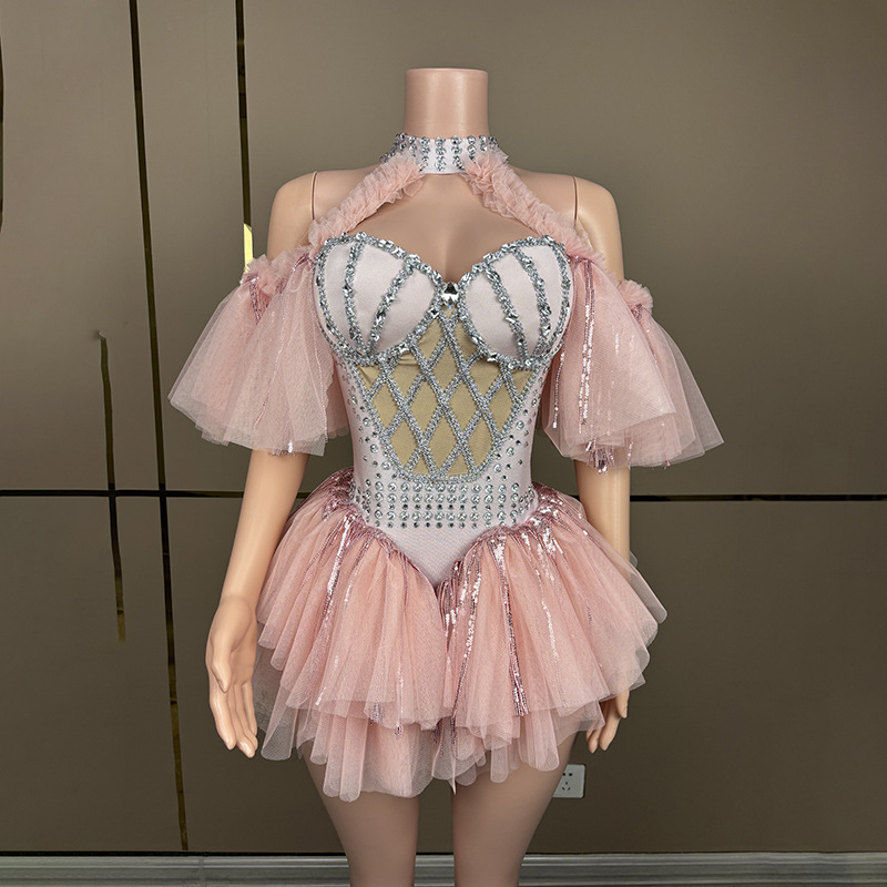 Pink Princess Coat Club Bar Birthday Party dress Singer Model Show Dance Dress