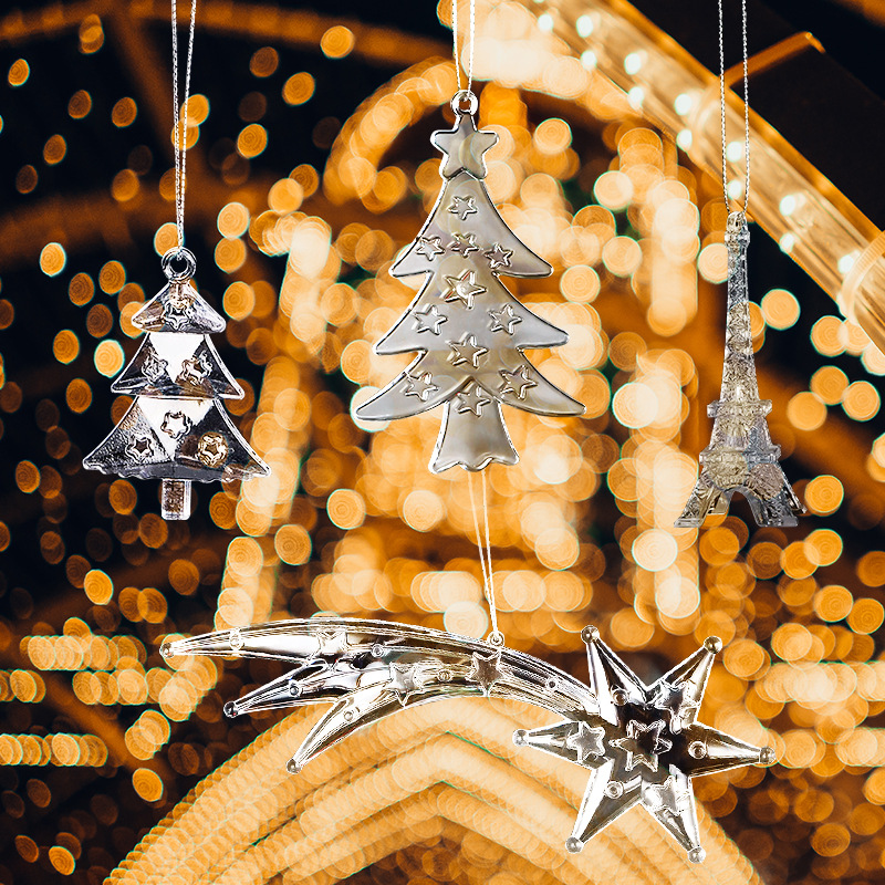 水晶魔法圣诞树diy圣诞节日装饰雪花挂件星星挂饰活动现场布置