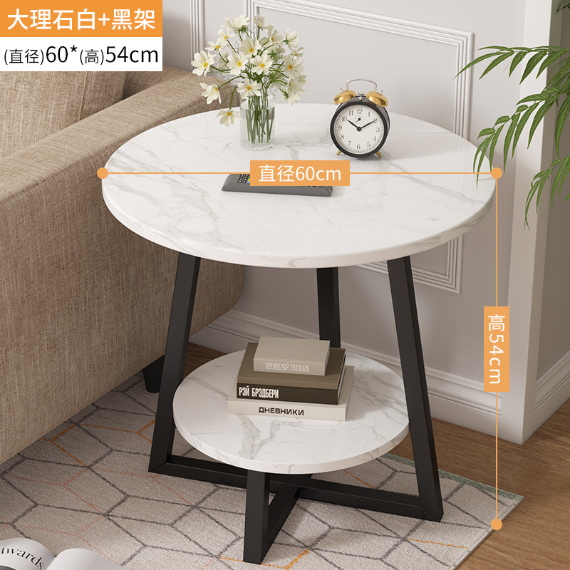 [대리석 화이트 + 블랙 프레임] 60CM 둥근 모서리