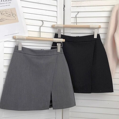 New Pants Spring and Autumn Suit Skirt 2025 Slit Skirt Asymmetrical Midi Skirt Bustier High-Waist Slimming Women's Short Skirt
