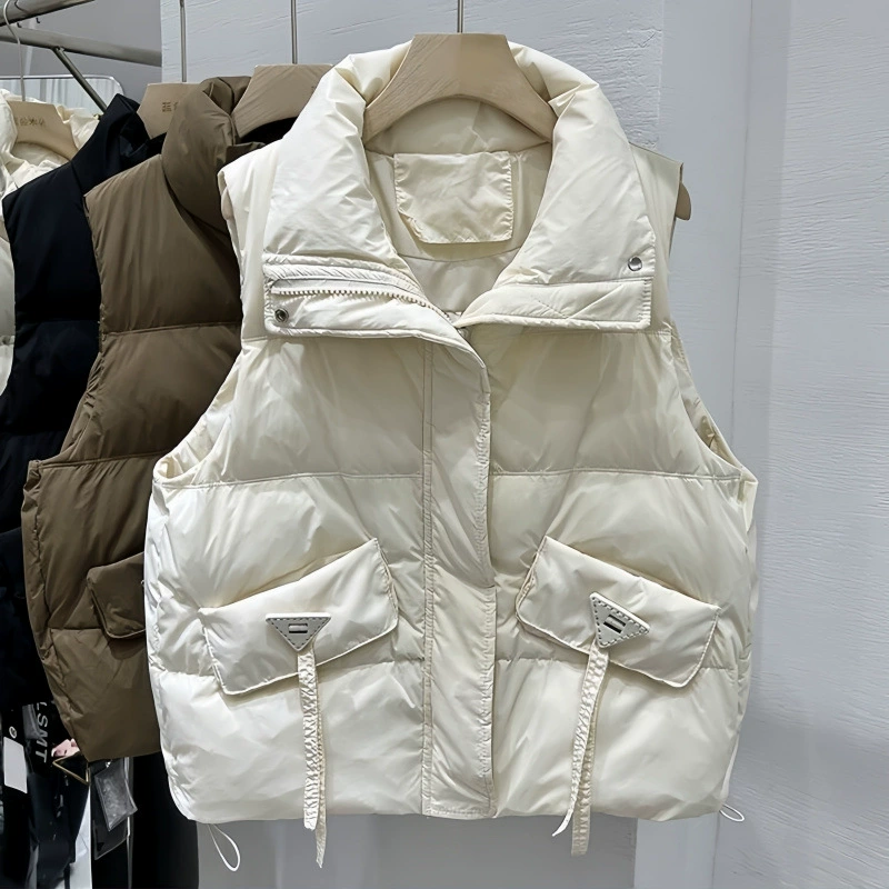 黁белый Down jacket, demi-season short fashionable vest, plus size, western style