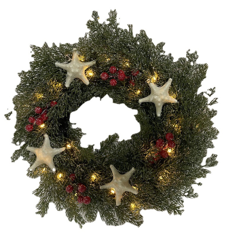 圣诞节花环装饰 仿真圣诞花环松针门窗挂饰花环酒店商场场景布置