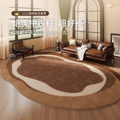 美拉德中古风仿羊绒地毯棕色系客厅耐脏沙发毯易打理防滑茶几垫