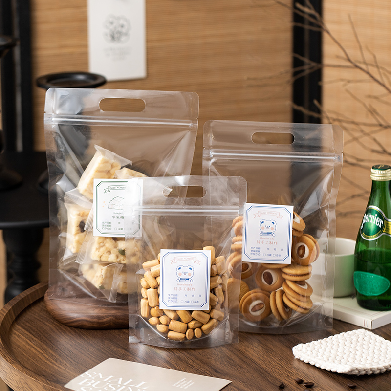 Bolsas de galletas de copo de nieve caramelo nougat toffee barco de arroz glutinoso bolsas de regalo de Año Nuevo horneado portátil sellado