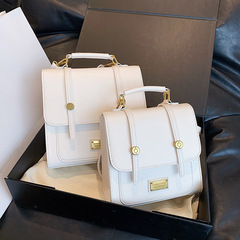 復古通勤質感手提包2024春季新款百搭ins雙肩包韓版斜挎包小方包