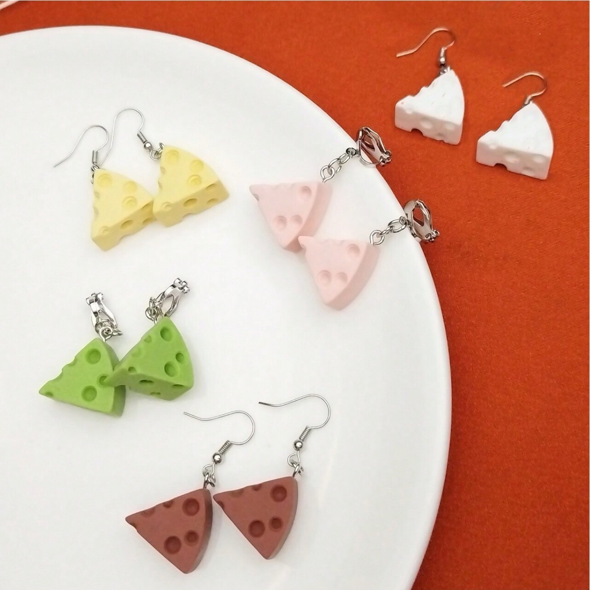 Cross-border Hot Pair of Emulation Cheese Resin DIY Pendant Earrings Suitable for Fashion Ladies Personality Wear