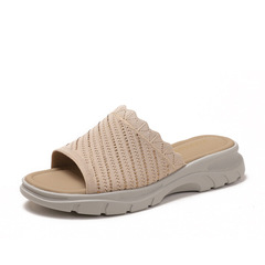 超輕可濕水飛織拖鞋外穿防滑東南亞跨境新款坡跟舒適休閒沙灘涼拖