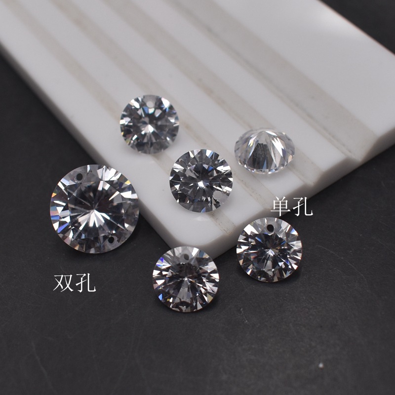 白色圆形单孔双孔宝石