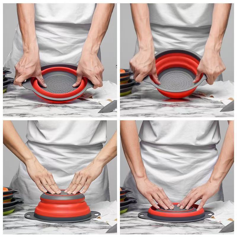 Cesta de drenaje cuadrada redonda retráctil plegable conjunto de cestas de lavado de verduras cestas de frutas multifuncionales de cocina cestas de filtrado de verduras