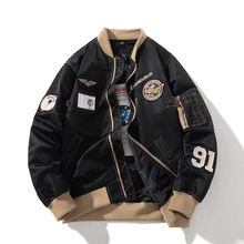 跨境新款日式外套男ins潮牌春秋时尚绣标飞行夹克情侣棒球服女潮