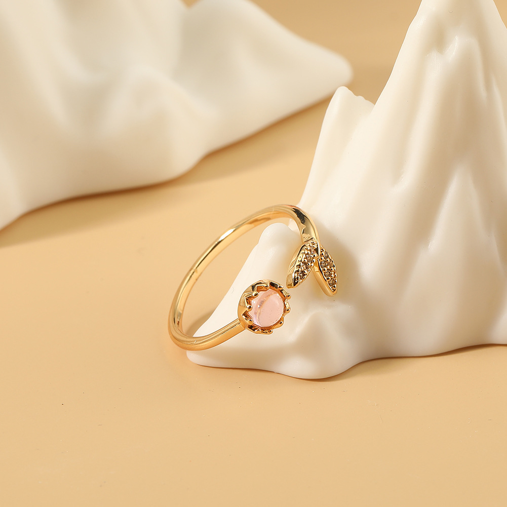 Simple Style Fish Tail Copper Gold Plated Zircon Open Ring