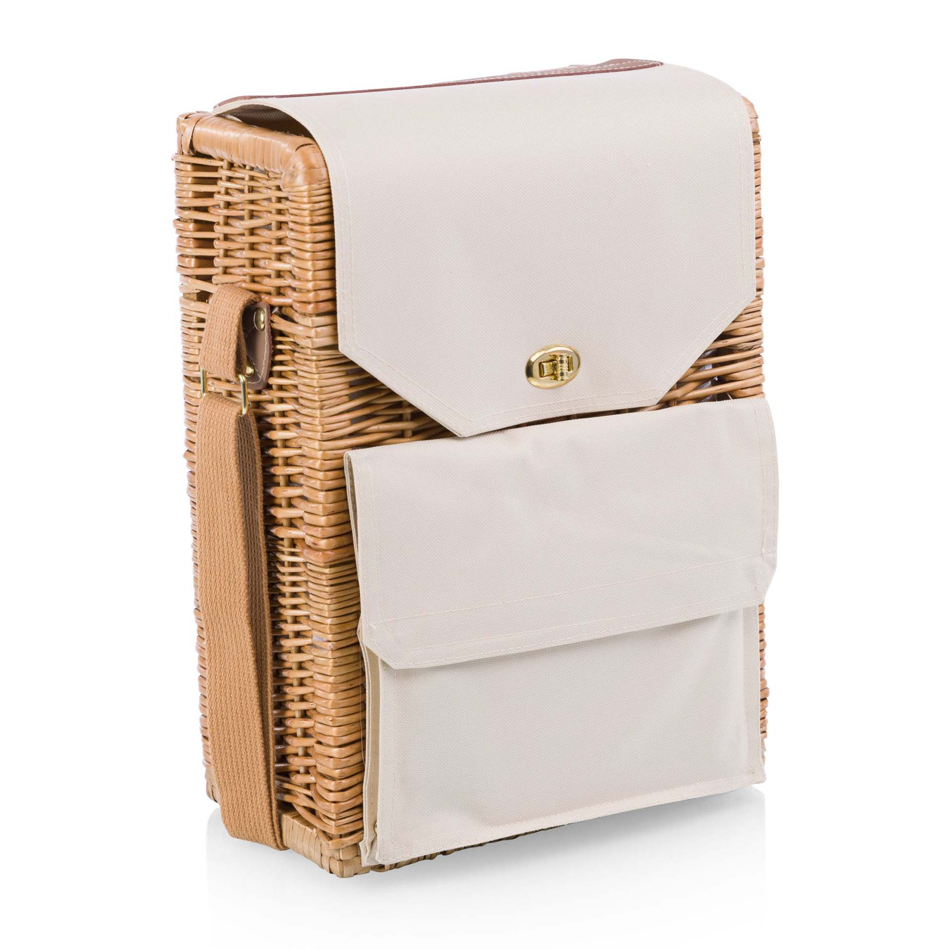 Comercio exterior personalizado caña bolsa de vino cesta de picnic cesta de frutas excursión al aire libre cubiertos de vino portátil cesta de mano de sauce