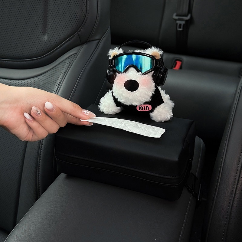 2026 New West Highland Car Armrest Box Tissue Holder, In-car Tissue Box, Seat-mounted Tissue Bag, Therapeutic Style