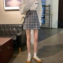 2024夏季新款韩版高腰显瘦修身女格子时尚简约半身裙A字包臀短裙