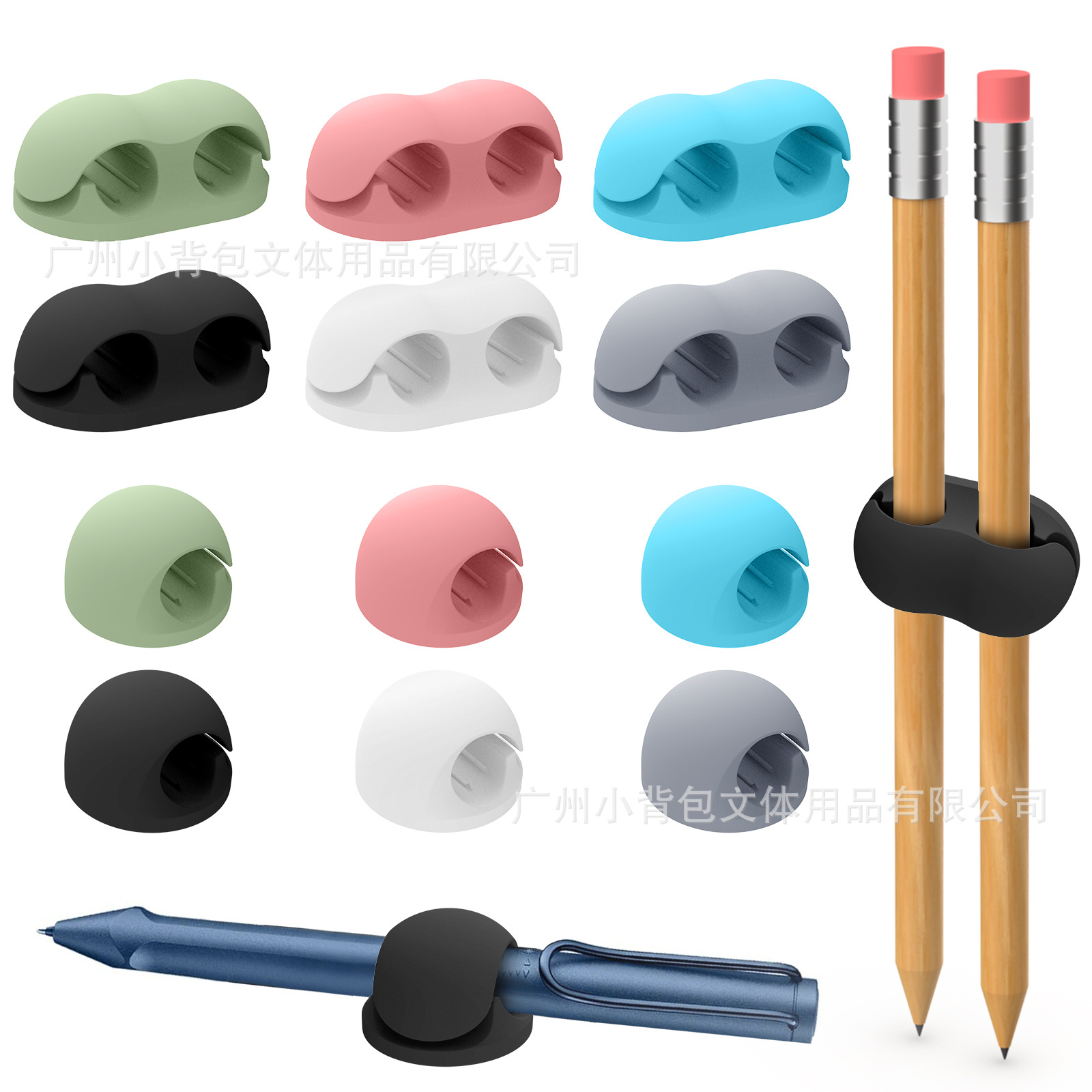 跨境硅胶可携带笔夹简约创意理线器时尚可黏笔架徽章卷轴夹便捷式