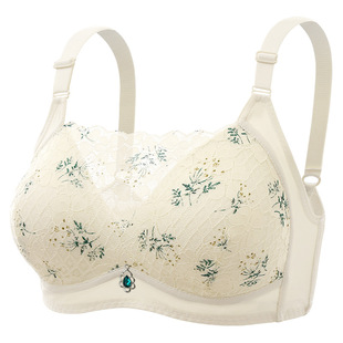 Cross-Border Large Size Underwear for Women, Anti-Exposure Lace, Wire-Free Bra, Sexy Push-Up Type, Breast-Retracting, Anti-Sagging, Thin Style
