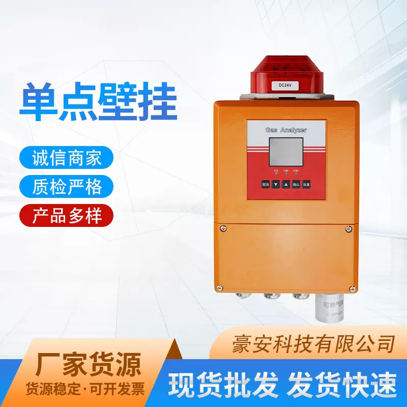 工商业单点壁挂式气体探测器检测仪燃气泄漏220v联动控制