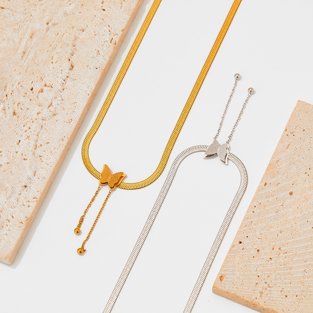 Fashion Butterfly Stainless Steel Titanium Steel Plating Bracelets Necklace 1 Piece