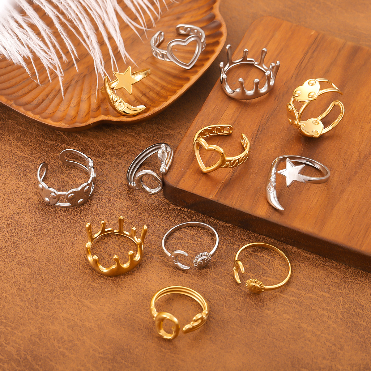 Oil-Pressed Titanium Steel Ring, Versatile Open-Ended Index Finger Ring, Unique Niche Design, High-End Feel for Women, Cross-Border Live Streaming