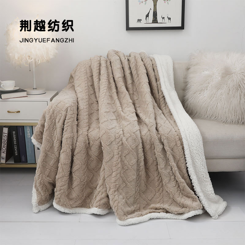 网红带货塔芙绒毛毯提花舒棉绒双层加厚毯子秋冬季节沙发盖毯