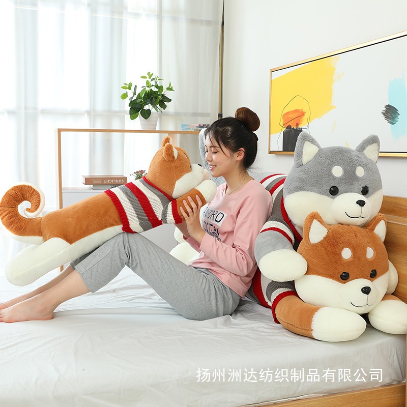 Fábrica directa de juguetes de peluche para perros de madera, almohada de cama, muñeca de tela linda, muñeca gris al por mayor