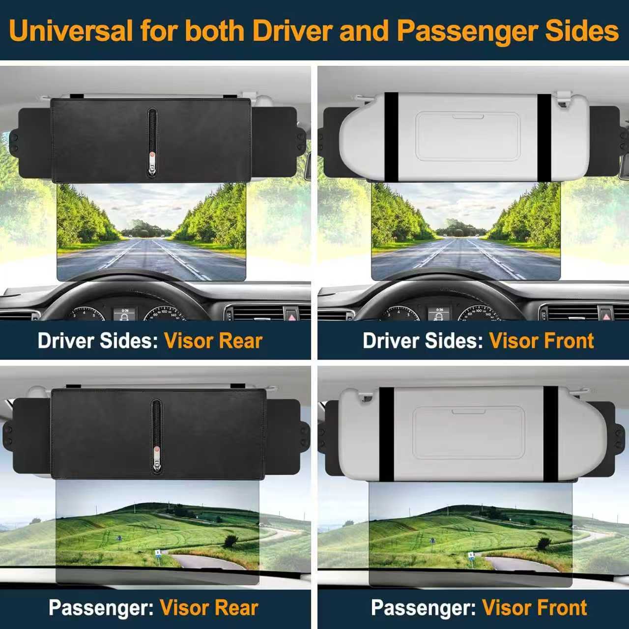 Cross-Border New Model Car Polarized Sun Visor with Zipper Extension, Polarized Anti-Glare Mask, Anti-Glare Three-Sided Shading