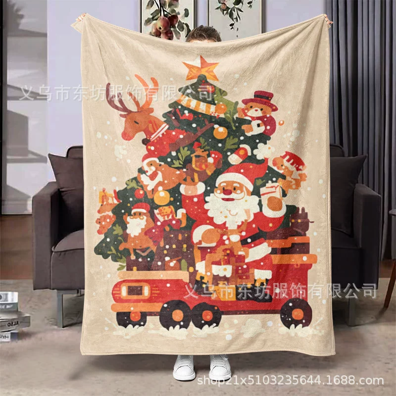 Мультяшный рождественский Санта теплый и удобный праздничный подарок одеяло универсальное четыре сезона