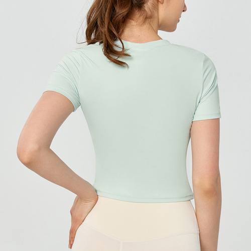 Breathable Quick-Dry Crew Neck Women's Summer Fitted Casual Top Comfortable Slimming Yoga Short-Sleeve T-Shirt