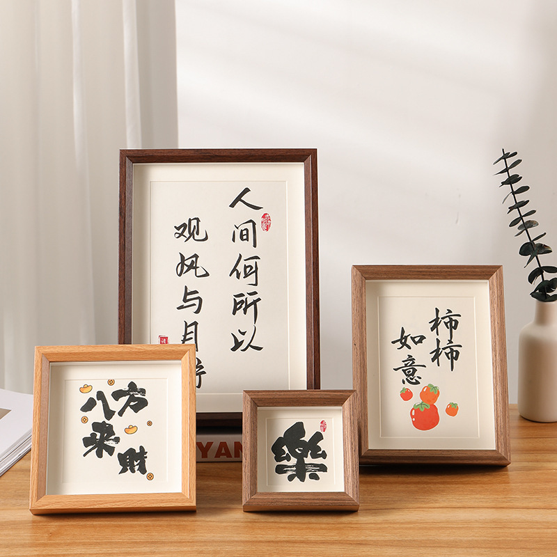 Chinese Wooden Hollow 1.5cm Three-dimensional Glass Dried Flower Photo Frame Butterfly Specimen Insect Paper-cut Oil Painting Stick Wen Chuang