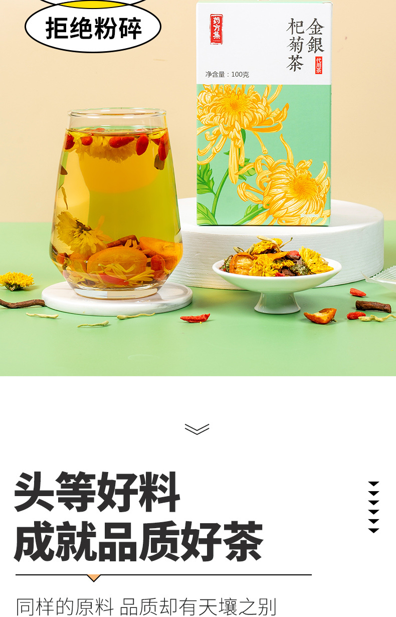 Jin Yin Qi Ju Tea 100g Honeysuckle Goji Chrysanthemum Blend Herbal Tea Gift Box overview