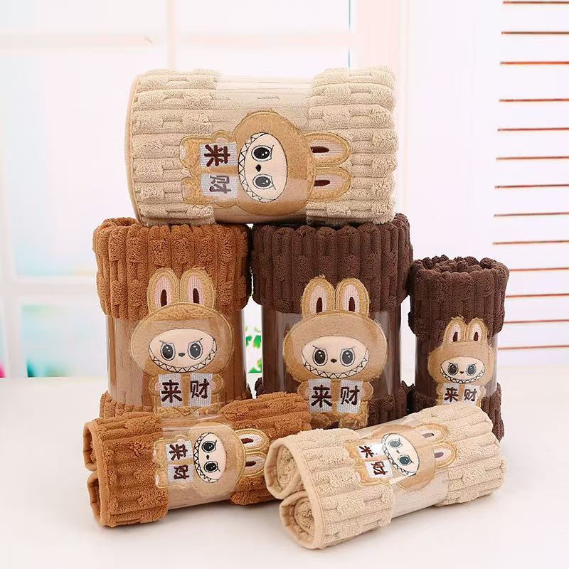 Labubu New Towel Bath Towel Cartoon Popular Dormitory Popular Absorbent Coral Velvet Set Labubu Lcaifu