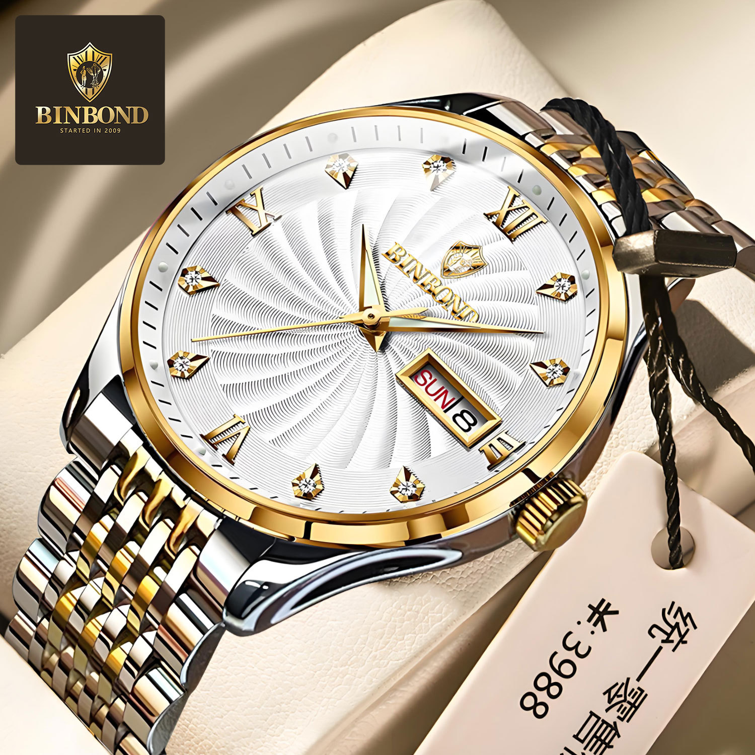 Fashion New quartz watch steel band Double calendar men's watch waterproof luminous explosion domineering automatic watch