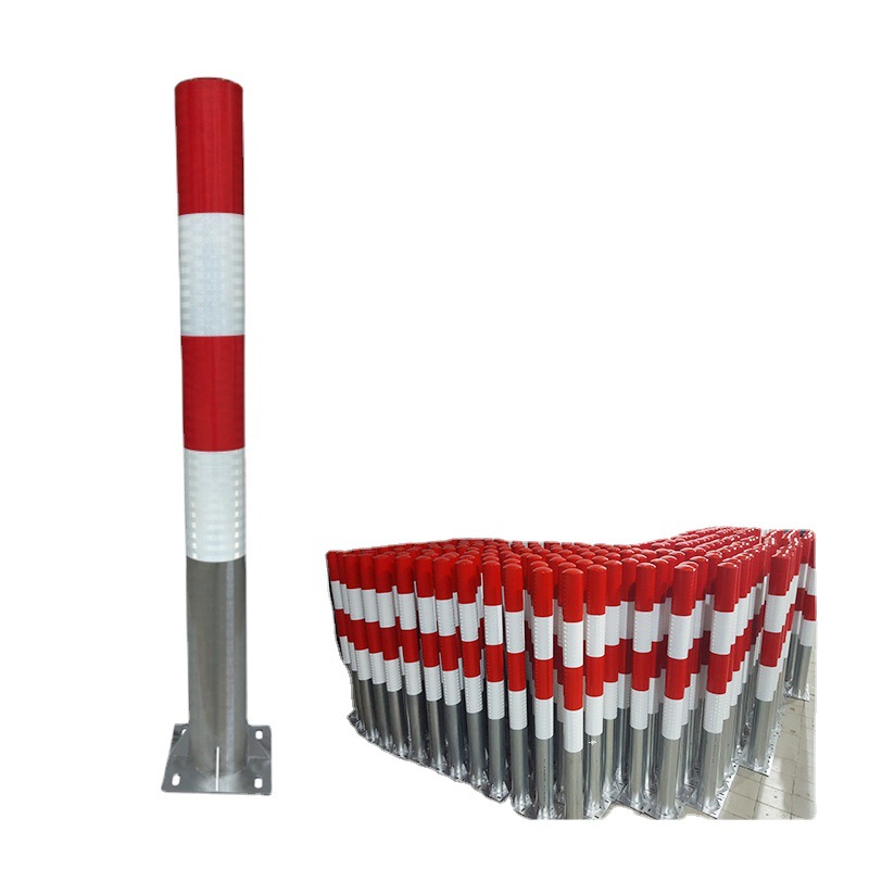 粤盾厂家 固定钢管警示柱道口警示隔离桩 黄黑 红白反光防-撞设施