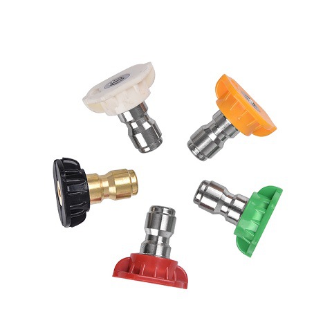 Boquilla de acero inoxidable para máquina de limpieza, máquina de lavado de autos, pistola de agua, conexión rápida de 1/4, boquilla cilíndrica de alta presión en forma de abanico para lavado de autos