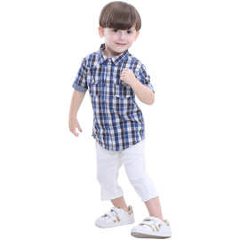 【清仓福利包邮】男童短袖格子衬衫休闲夏季衬衫格子风儿童短袖