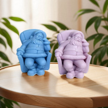 坐沙发打瞌睡圣诞老人香薰蜡烛硅胶模具圣诞老人石膏滴胶摆件模具