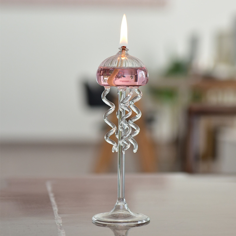 Creativo en forma de pulpo lámpara de aceite de vidrio candelabro decoración romántica simple moderno escritorio del hogar lámpara de mantequilla libre de humo