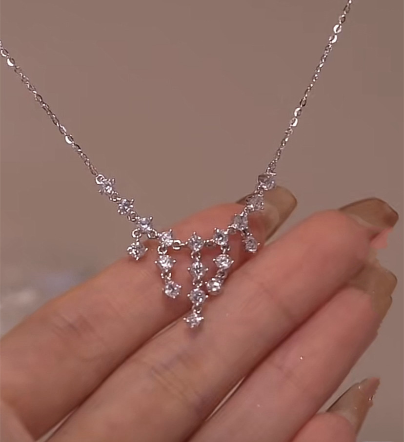 Shiny Water Droplets Copper Zircon Necklace In Bulk display picture 1
