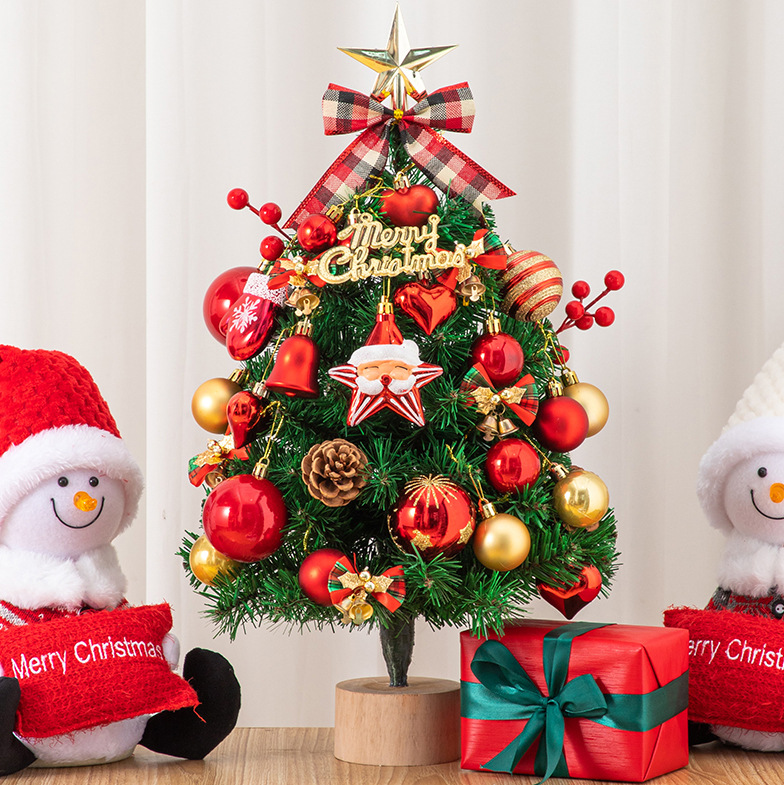 Christmas high-end boutique DIY desktop small tree 45/60cm bow decoration home photo Christmas tree