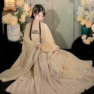汉虞葵原创汉服女改良诃子裙风唐制双层大袖衫超仙古装春夏套装