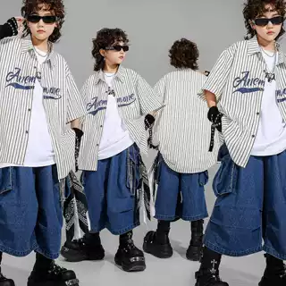 儿童街舞演出服男童嘻哈套装女童街舞表演服少儿hiphop街舞潮服夏