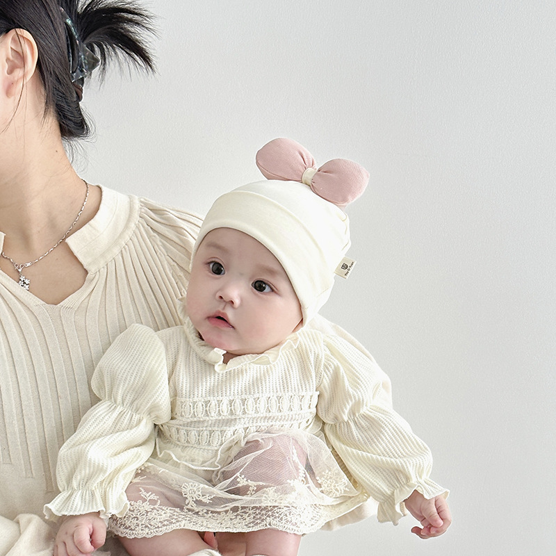 Bebés primavera y otoño delgada puerta de chimenea gorra bebé 0 - marzo recién nacido gorra de mes pequeño gorra