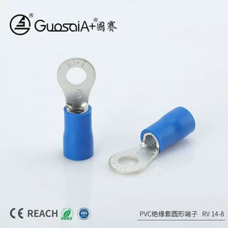 支持加工定制多颜色圆形端子RV14/8PVC绝缘护套冷压接线端子