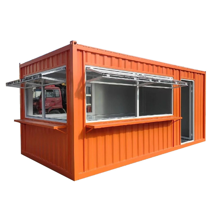 Contenedor corrugado personalizado móvil casa de contenedores casa móvil caja roja red tienda de productos básicos mercado nocturno puestos de snack