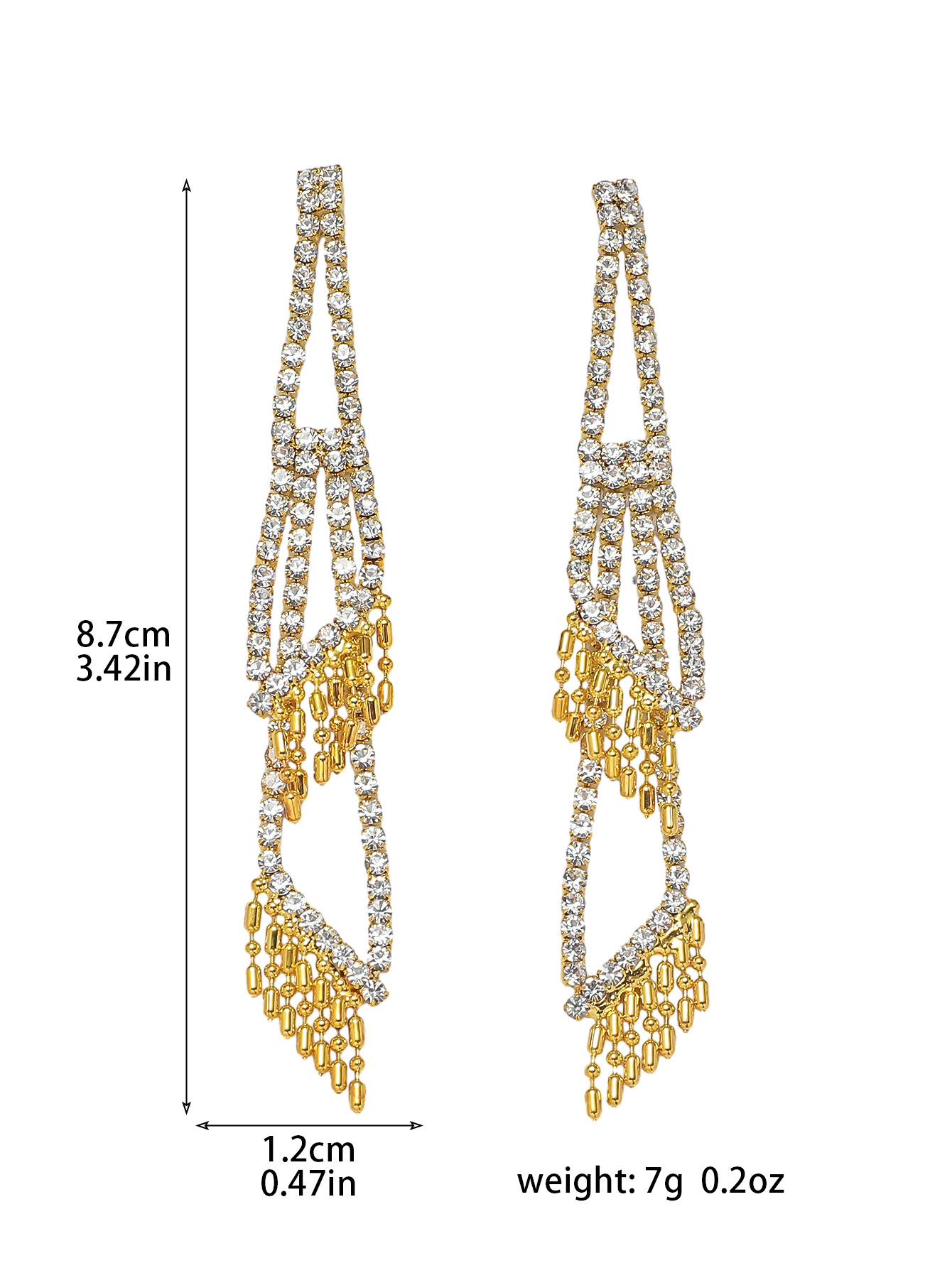 10g Weight 1 Pair Simple Style Shiny Geometric Rhinestone Drop Earrings