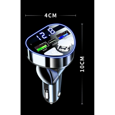player multi-function cigarette lighter – Mobil şarj cihazları - three-port-heart-shaped-bluetooth-player-super-fast-charging-foldable-model