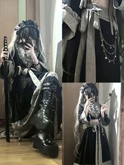 新款中华Lolita亚文化中性无性别cos穿搭暗黑系赛博朋克全套拍照