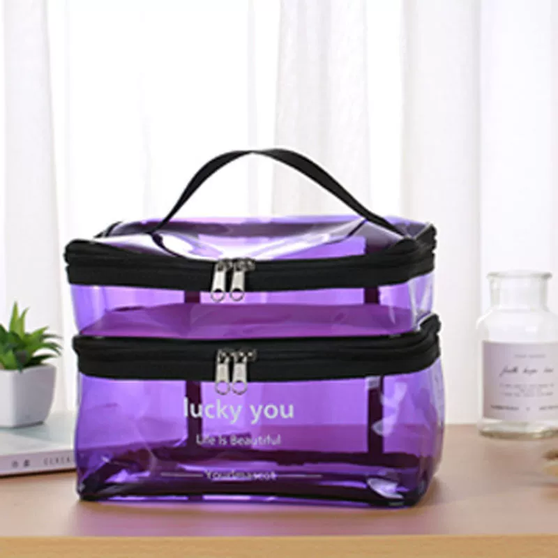Handheld Cosmetic Bag, Universal Storage System, Double-Layer 25×20×2 cm Portable Organizer