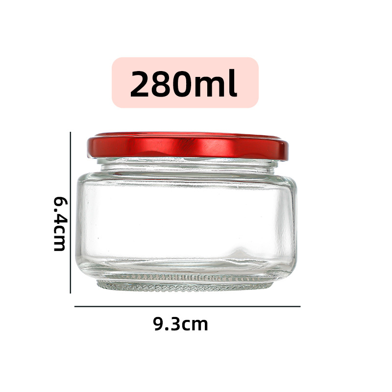 Botella de vidrio al por mayor botella vacía de grado alimenticio hervir botella de conservación de miel mermelada botella de hongos shiitake