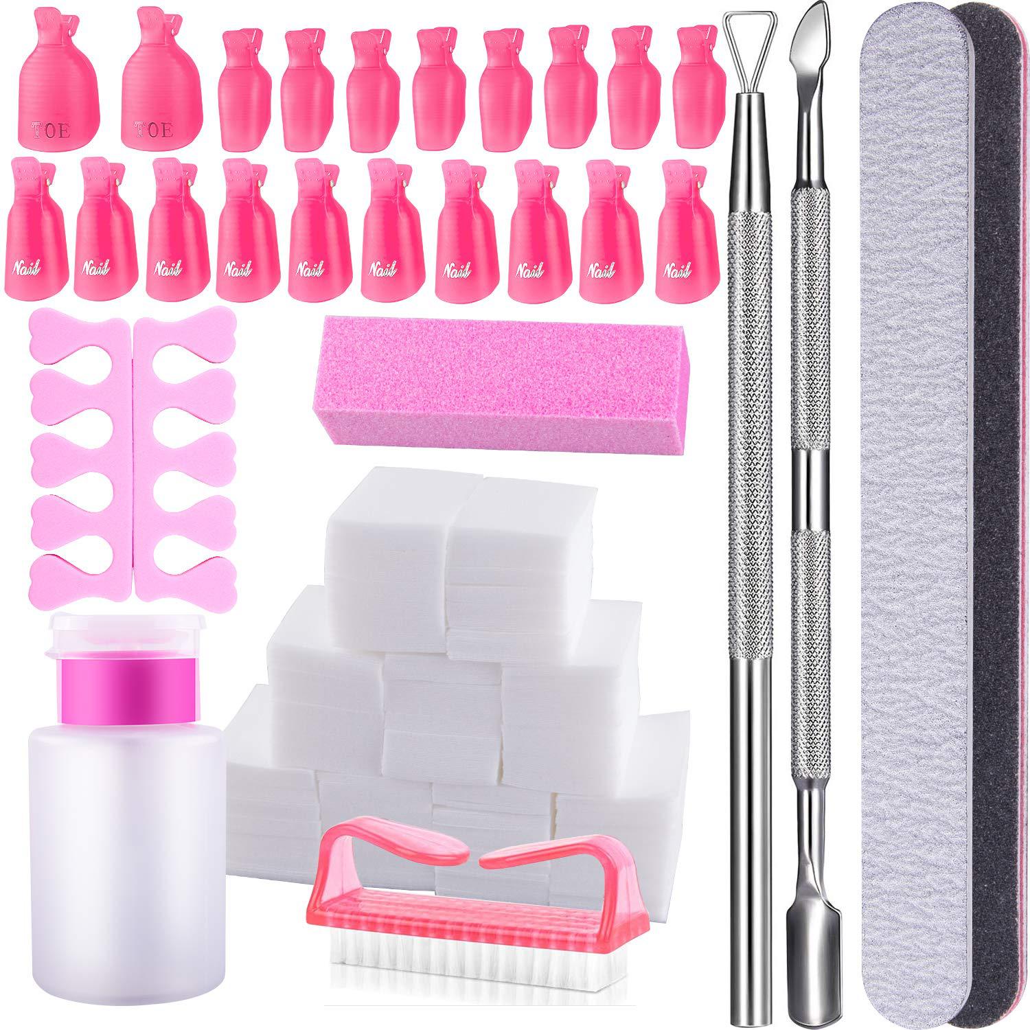美甲工具卸甲夹子卸脚甲分指棉压瓶美甲巾刷子小钢推死皮刨砂条套|ru